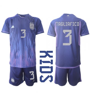Lacne Dětský Futbalové dres Argentína Nicolas Tagliafico #3 MS 2022 Krátky Rukáv - Preč (+ trenírky)